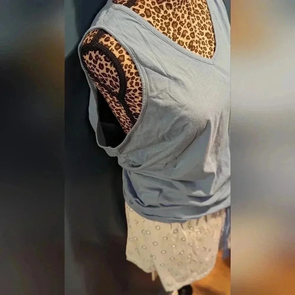 Croft And Barrow Blue Tank Top Women's Pajama Set Size XL (EUC) - Picture 3 of 13